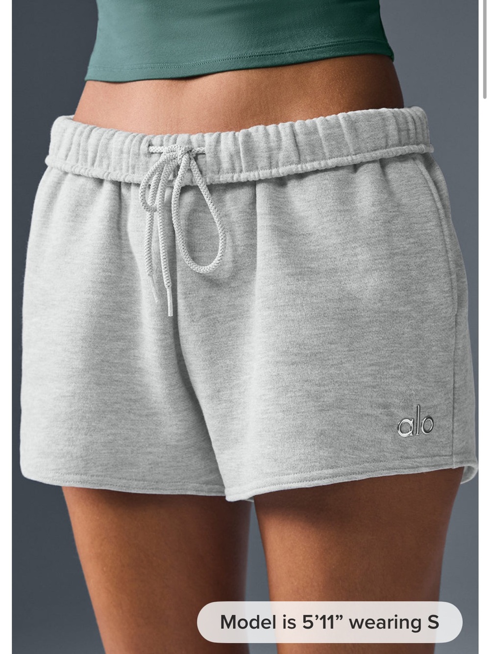 ALO Yoga Light Gray Fleece Drawstring Athletic Shorts